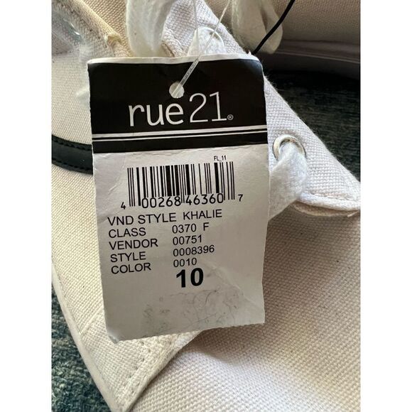 NWT! Rue21 Khalie White Canvas Shoes Size 10 - Picture 8 of 8